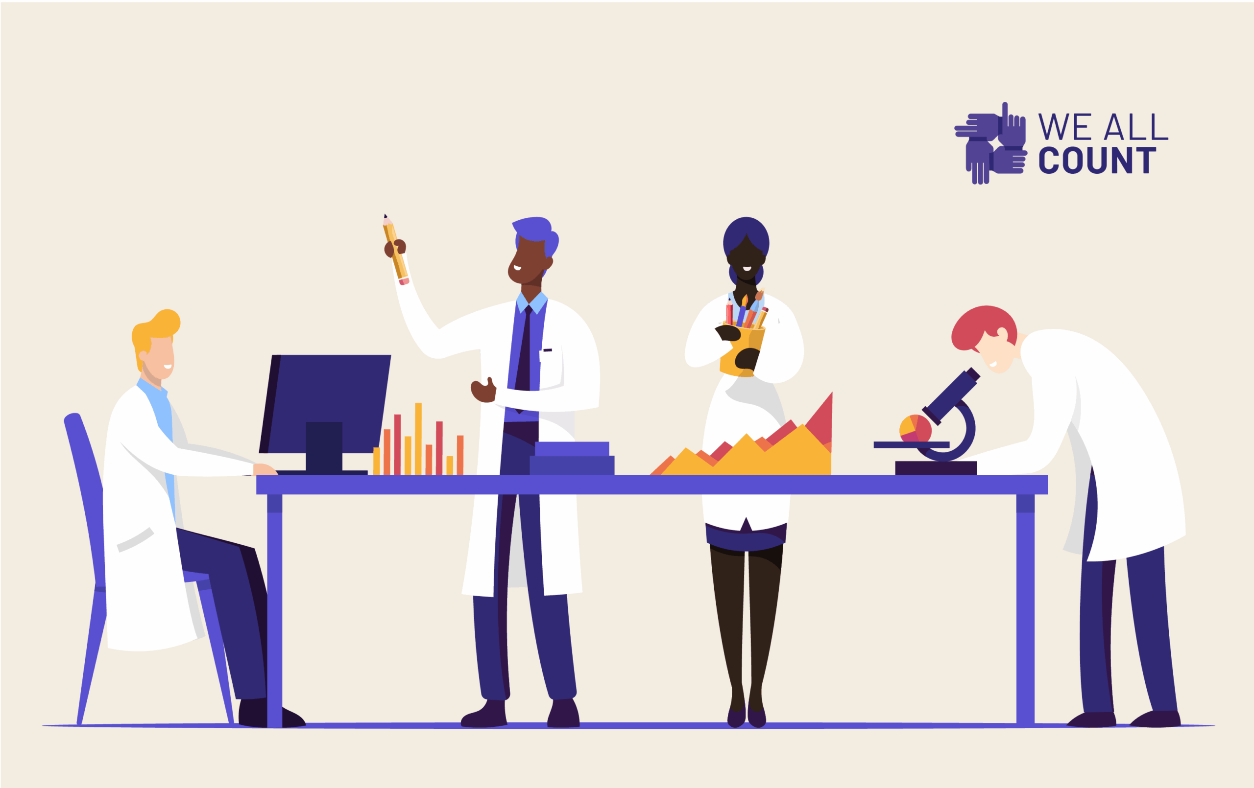 Scientists in lab coats working on experiments