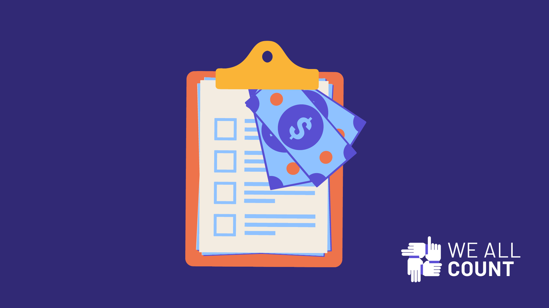 A clipboard with money on it.