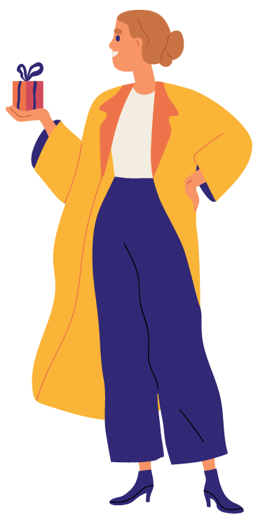 Person holding a gift.