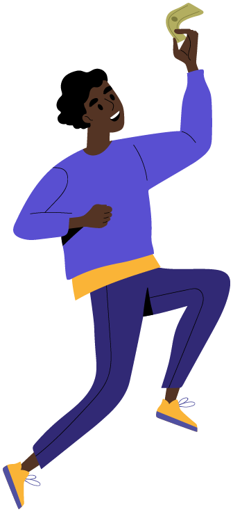 Person happily receiving money.