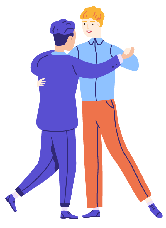 Two people dancing together.