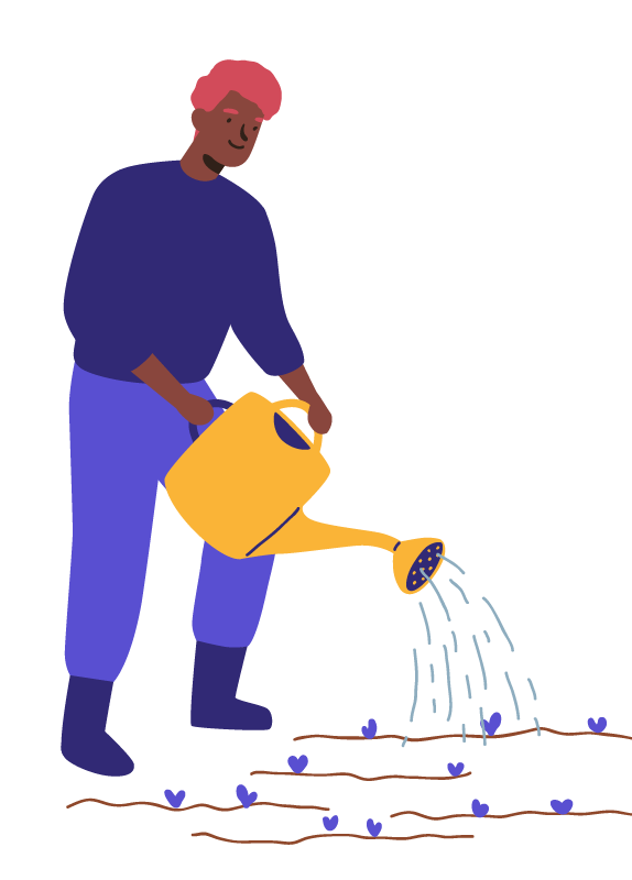 Person watering plants.