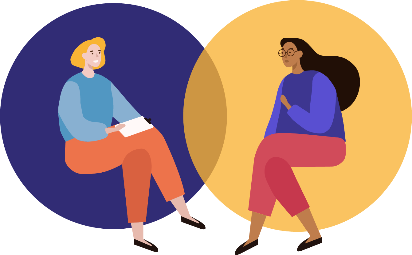 illustration of two people engaged in coaching session